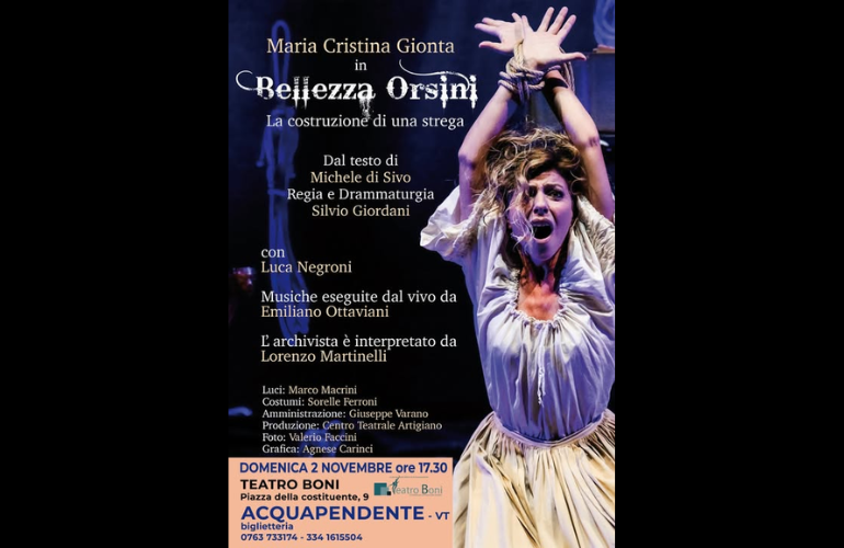 Bellezza Orsini – La costruzione di una strega” in scena al Teatro Boni di Acquapendente