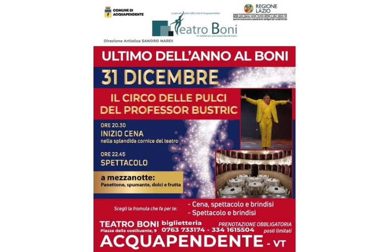 Capodanno 2026 al Teatro Boni: una serata speciale per salutare l’anno e dare il benvenuto al nuovo