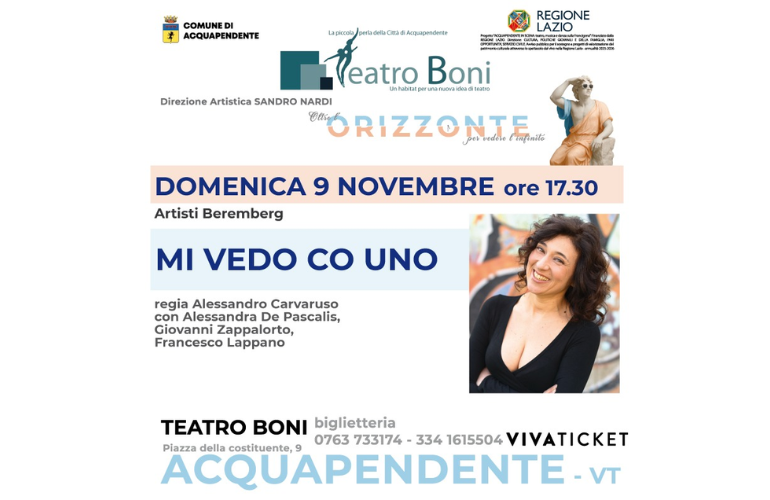 Teatro Boni – Stagione 2025 / 2026 Domenica 9 novembre – ore 17:30 Spettacolo: “Mi vedo co uno”