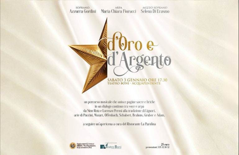 “Oro e d’Argento”: concerto per voce e arpa al Teatro Boni di Acquapendente