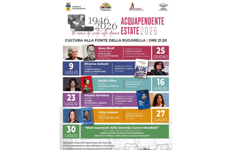 Acquapendente Estate 2026: alla Fonte della Rugarella una rassegna culturale dedicata alla memoria e alle donne