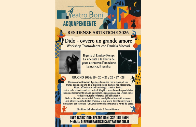 “Dido – ovvero un grande amore”: workshop di teatro/danza al Teatro Boni