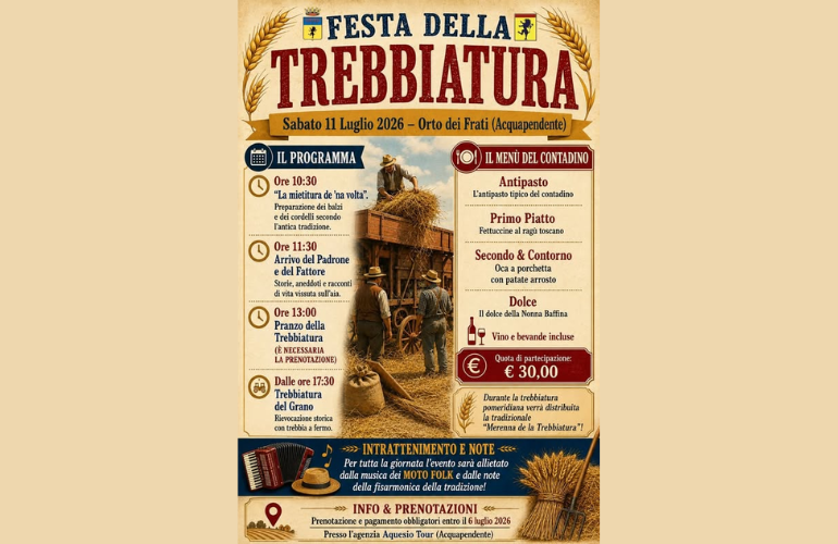 Ad Acquapendente arriva la prima Festa della Trebbiatura: una giornata dedicata alle tradizioni contadine