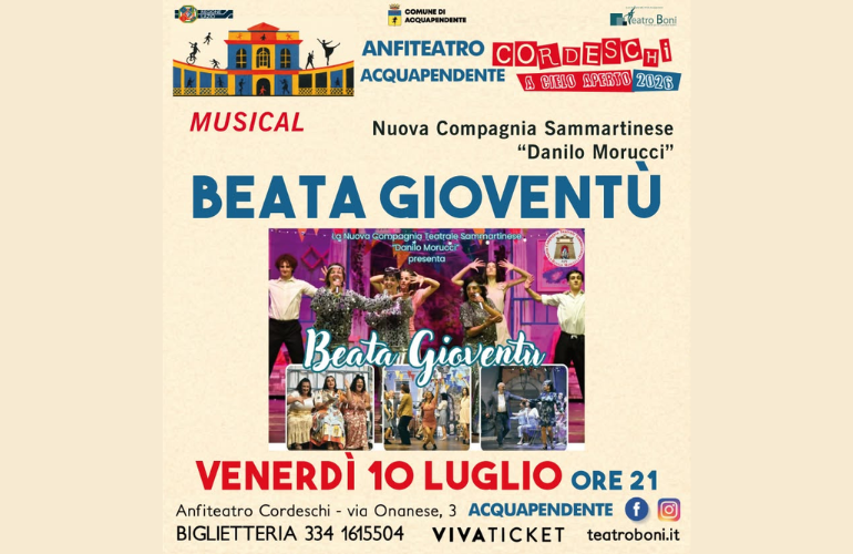 “Beata Gioventù”: il musical in scena all’Anfiteatro Cordeschi di Acquapendente