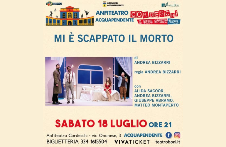 “Mi è scappato il morto” arriva all’Anfiteatro Cordeschi di Acquapendente