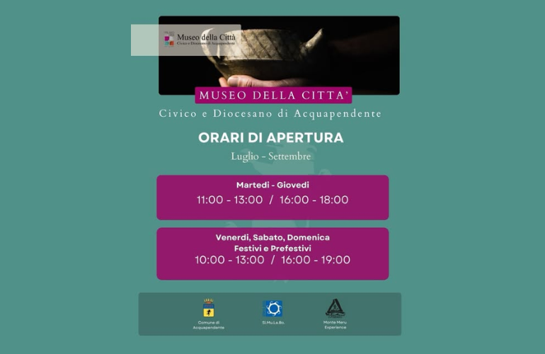 Orari estivi del Museo della Città di Acquapendente da luglio a settembre