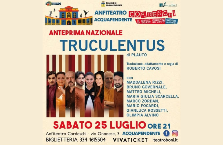 “Truculentus” di Plauto in anteprima nazionale all’Anfiteatro Cordeschi