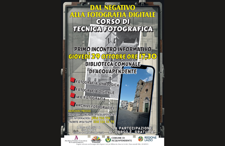 Dal negativo alla fotografia digitale: ad Acquapendente un corso gratuito di tecnica fotografica