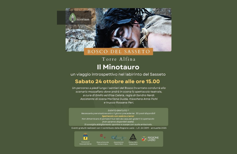 Il Minotauro al Bosco del Sasseto: il 24 ottobre uno spettacolo teatrale immerso nella natura